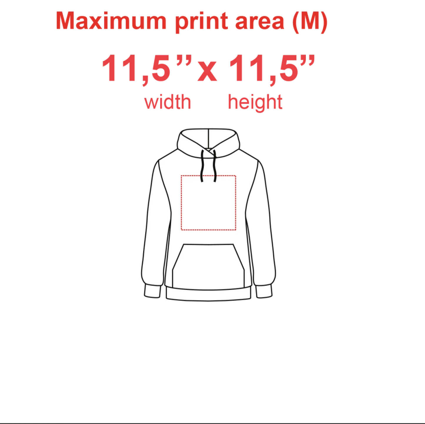 max print area hoodie m