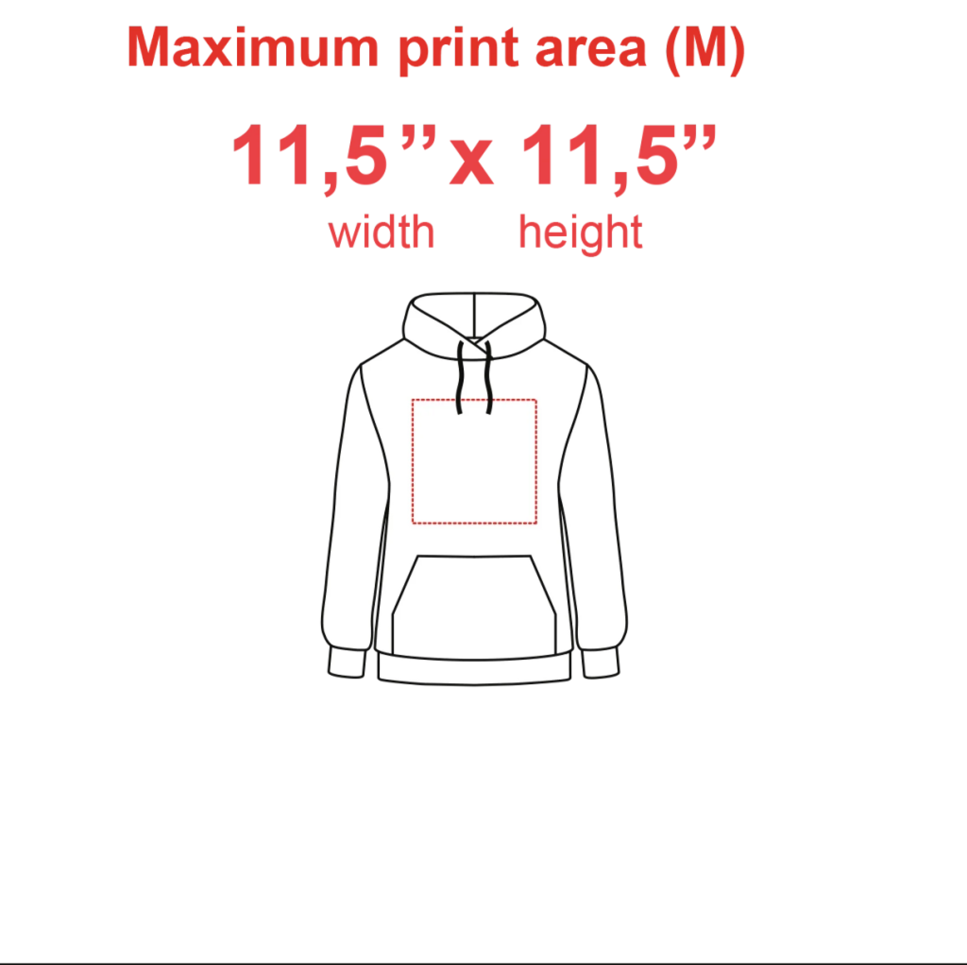 max print area hoodie m